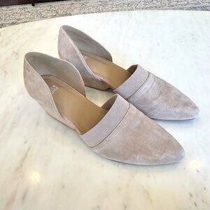 Eileen Fisher Women's Size 11 Hilly Suede d'Orsay Pump Grey Tan Leather Casual